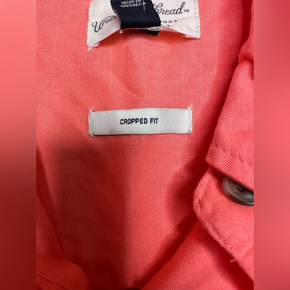 Women's Long Sleeve Button Down Cropped Shirt  Universal Thread Coral - Picture 7 of 9